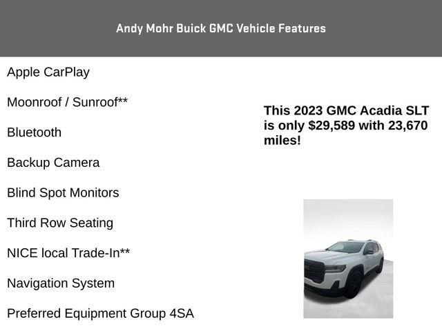 Used 2023 GMC Acadia SLT w/ Elevation Edition image 4