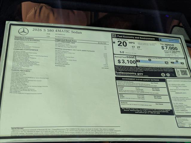 New 2026 Mercedes-Benz S 580 4MATIC Sedan image 21