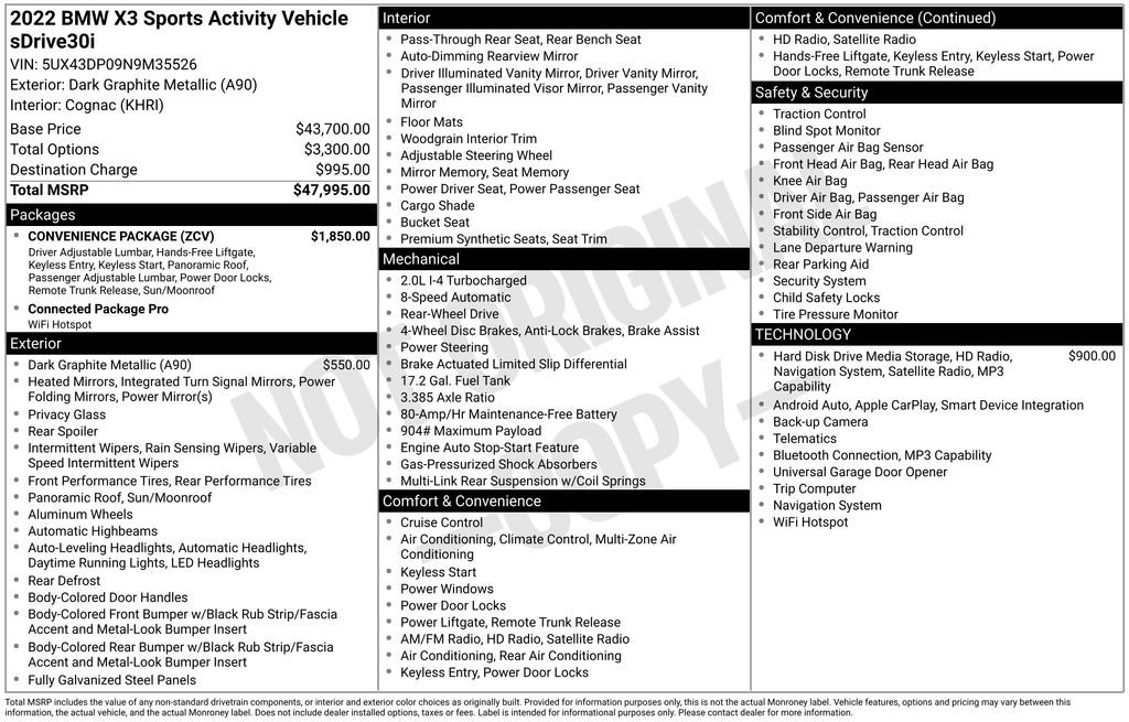 Used 2022 BMW X3 sDrive30i w/ Convenience Package RWD image 40