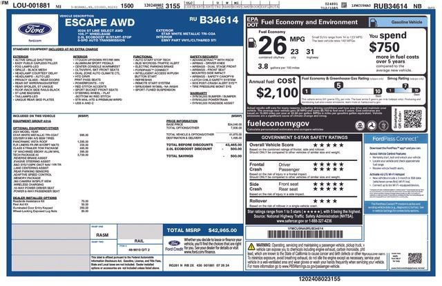 New 2024 Ford Escape ST-Line Select w/ Tech Pack #2 image 5