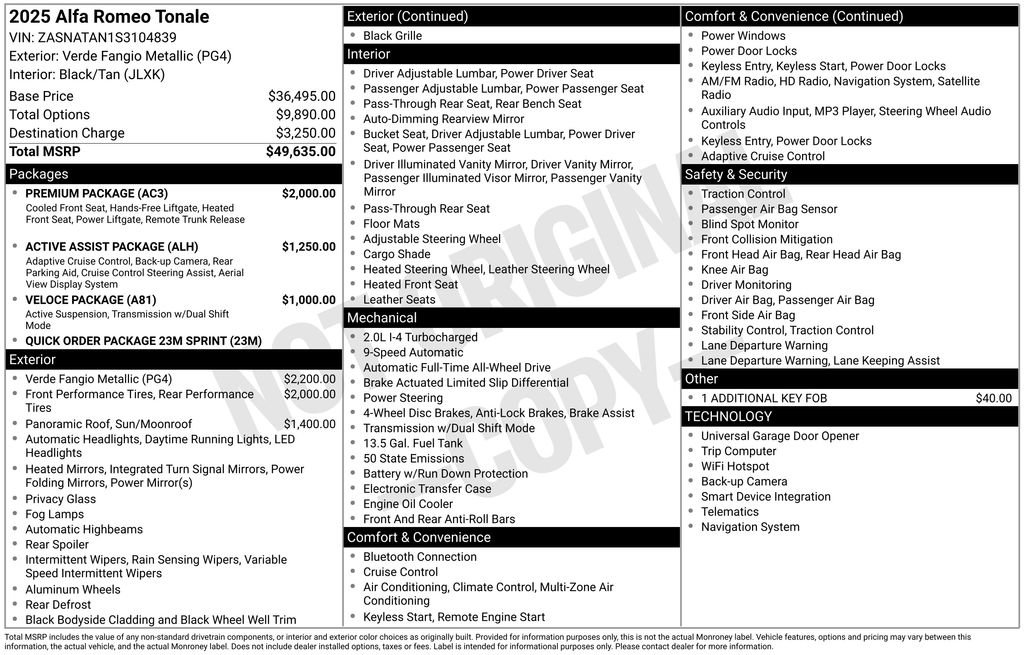 New 2025 Alfa Romeo Tonale w/ Premium Package image 2