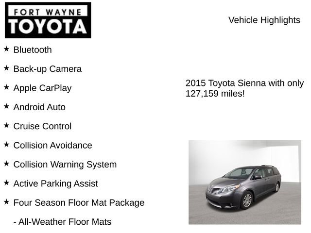 Used 2015 Toyota Sienna XLE w/ Four Season Floor Mat Package image 7