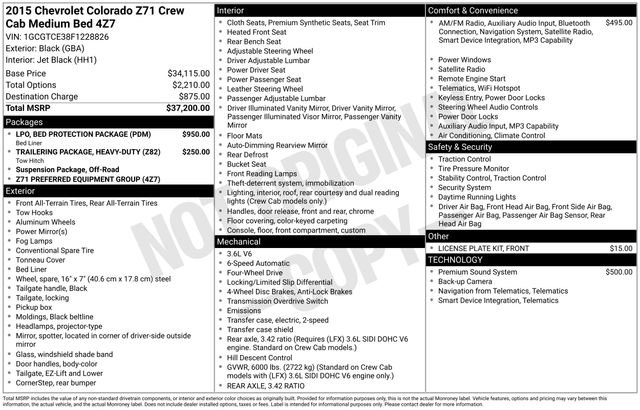 Used 2015 Chevrolet Colorado Z71 w/ LPO, Bed Protection Package AWD/4WD image 35