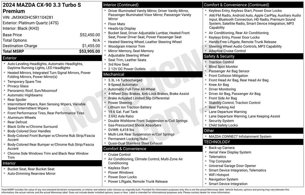 Certified 2024 MAZDA CX-90 3.3 Turbo S w/ Premium Package image 41