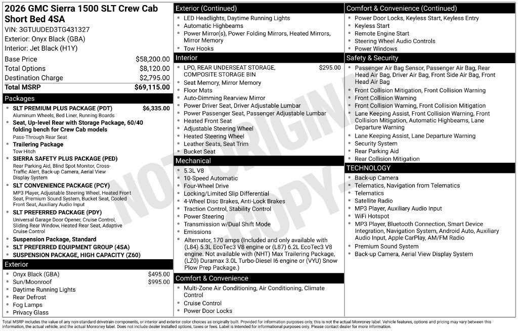 New 2026 GMC Sierra 1500 SLT w/ SLT Premium Plus Package AWD/4WD image 4