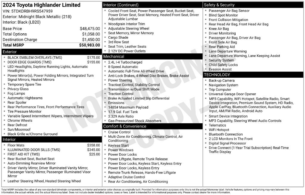 Used 2024 Toyota Highlander Limited AWD/4WD image 41