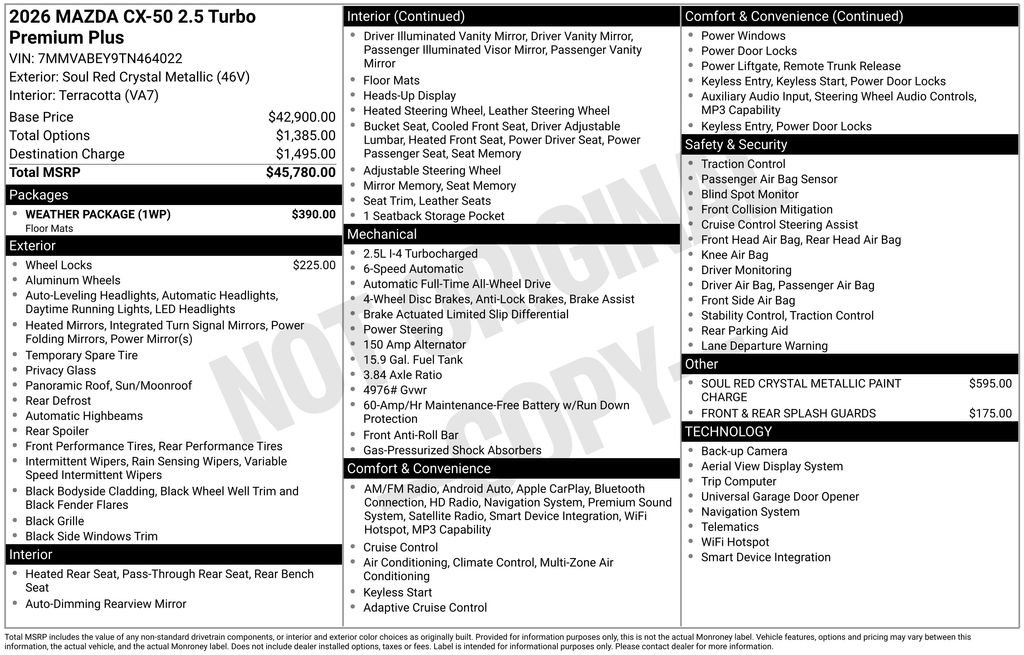 New 2026 MAZDA CX-50 2.5 Turbo w/ Weather Package AWD/4WD image 7