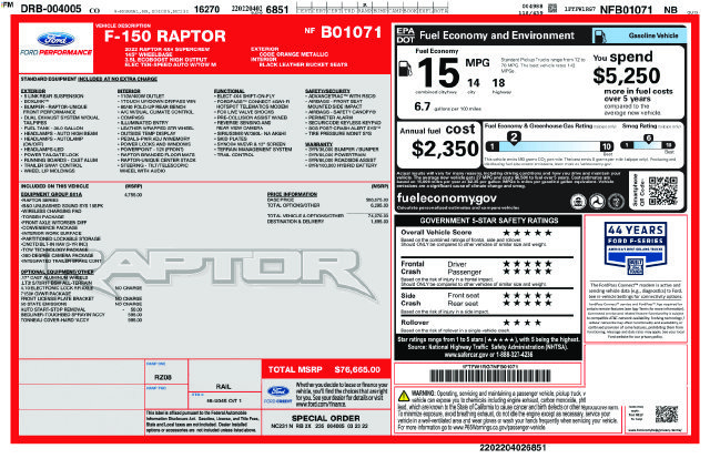 Used 2022 Ford F150 Raptor w/ Equipment Group 801A High AWD/4WD image 40