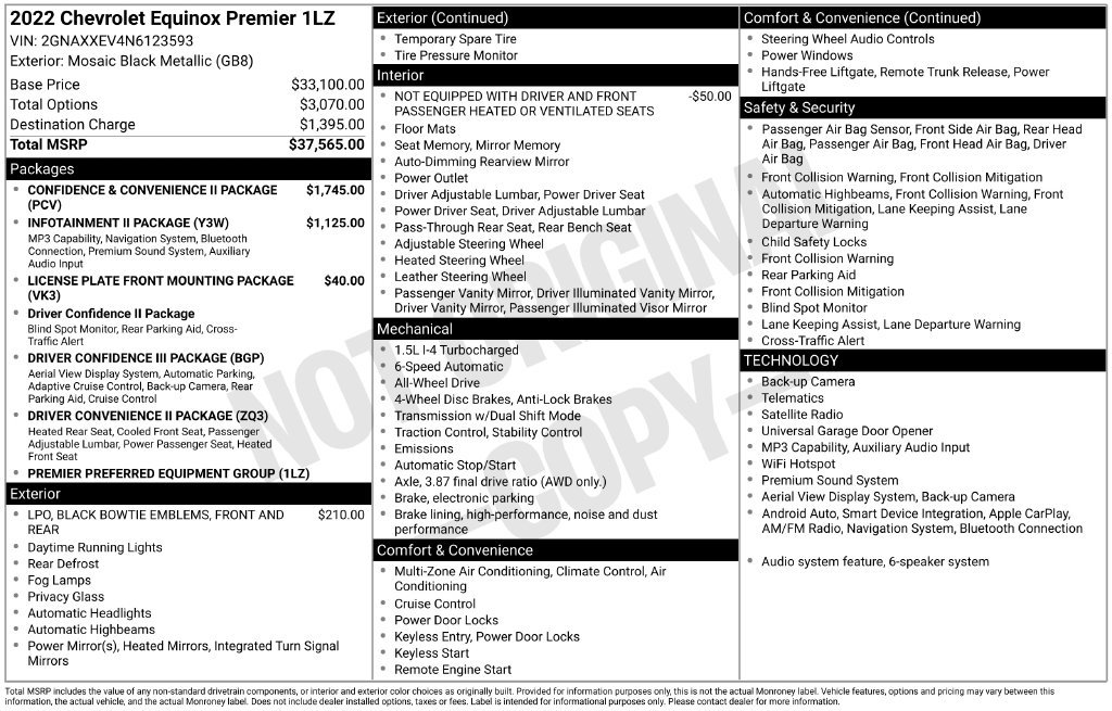 Used 2022 Chevrolet Equinox Premier AWD/4WD image 4