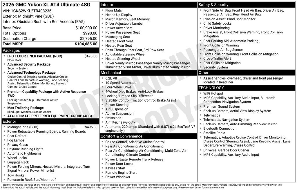 New 2026 GMC Yukon XL AT4 Ultimate w/ LPO, Floor Liner Package AWD/4WD image 22