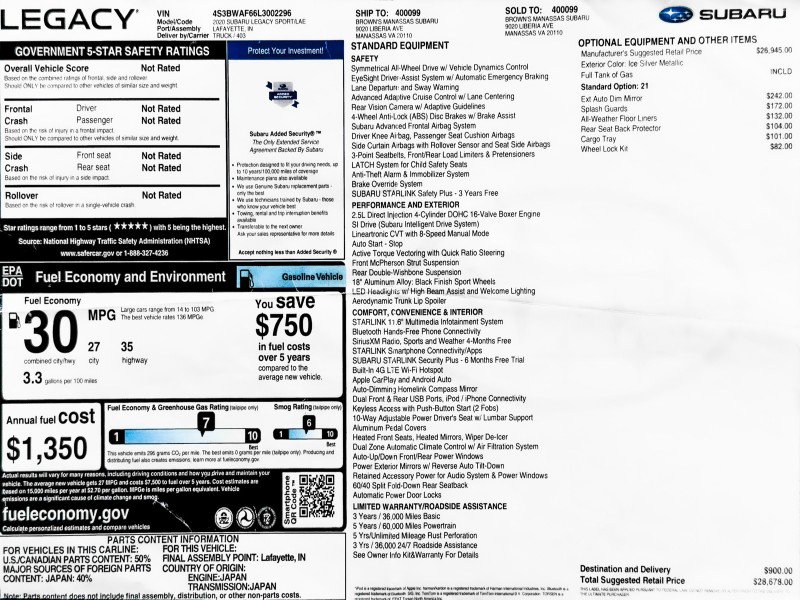 Used 2020 Subaru Legacy Sport image 39