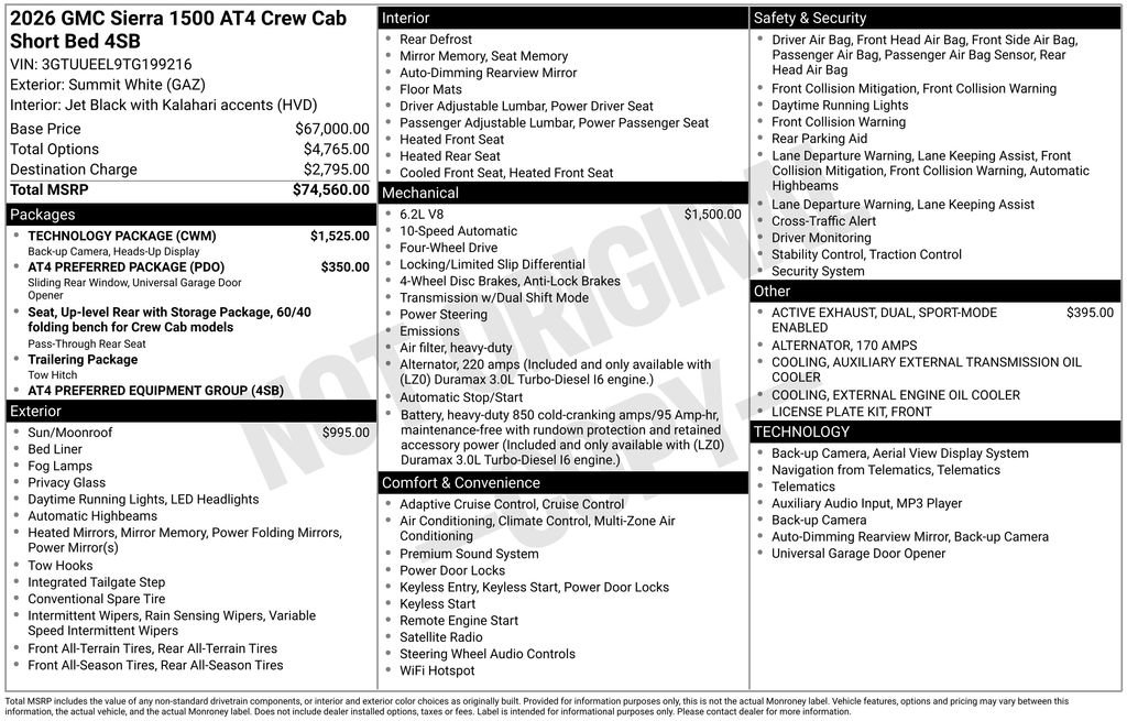 New 2026 GMC Sierra 1500 AT4 w/ Technology Package image 16