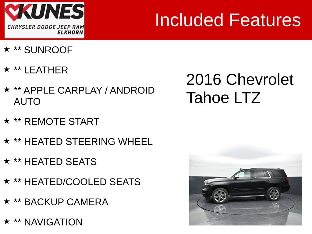Used 2016 Chevrolet Tahoe LTZ AWD/4WD image 3