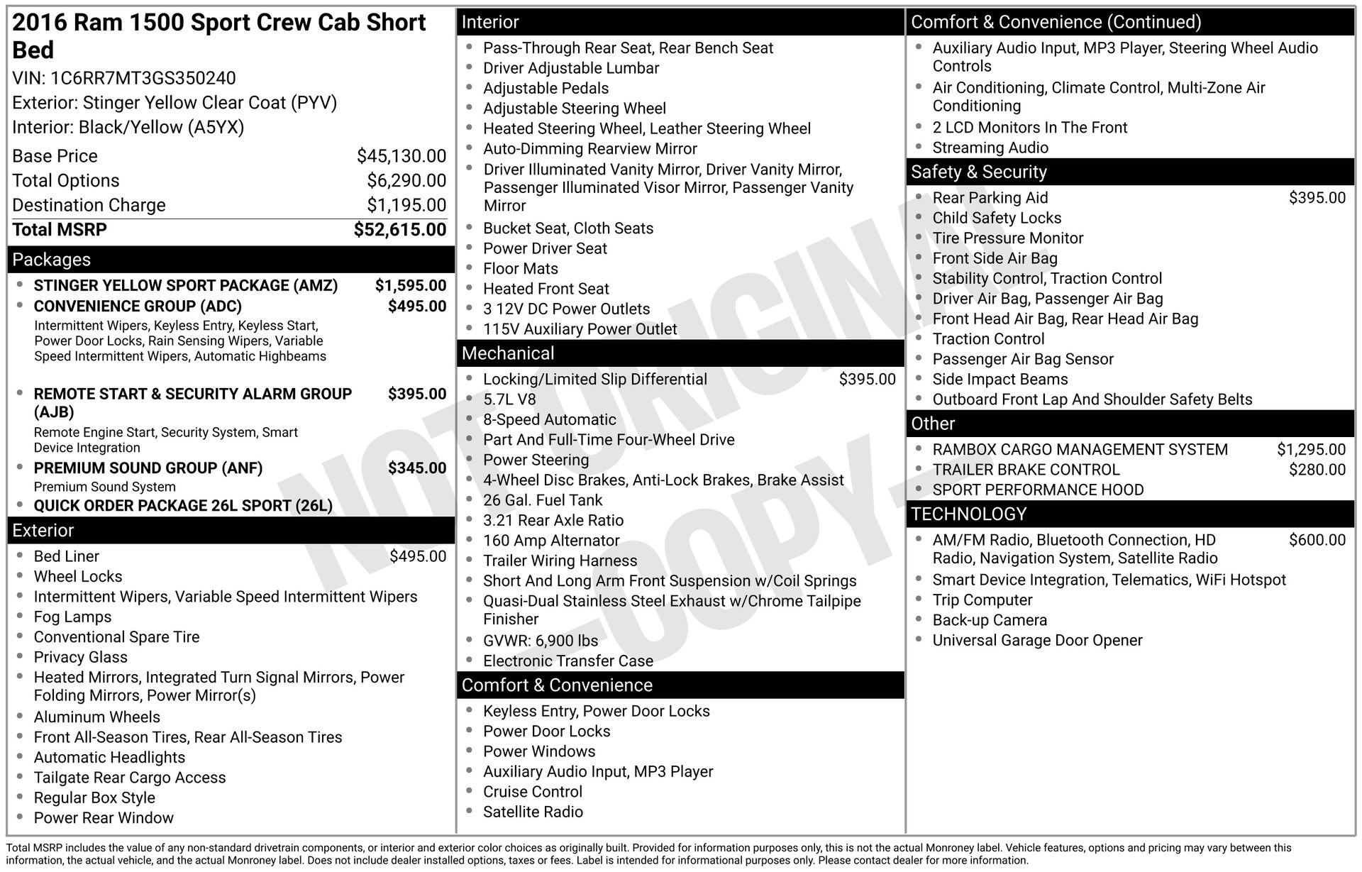 Used 2016 RAM 1500 Sport w/ Stinger Yellow Sport Package image 44