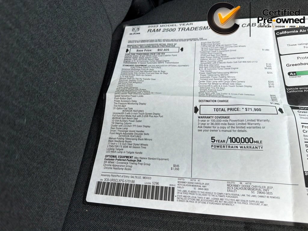 Certified 2023 RAM 2500 Tradesman AWD/4WD image 48