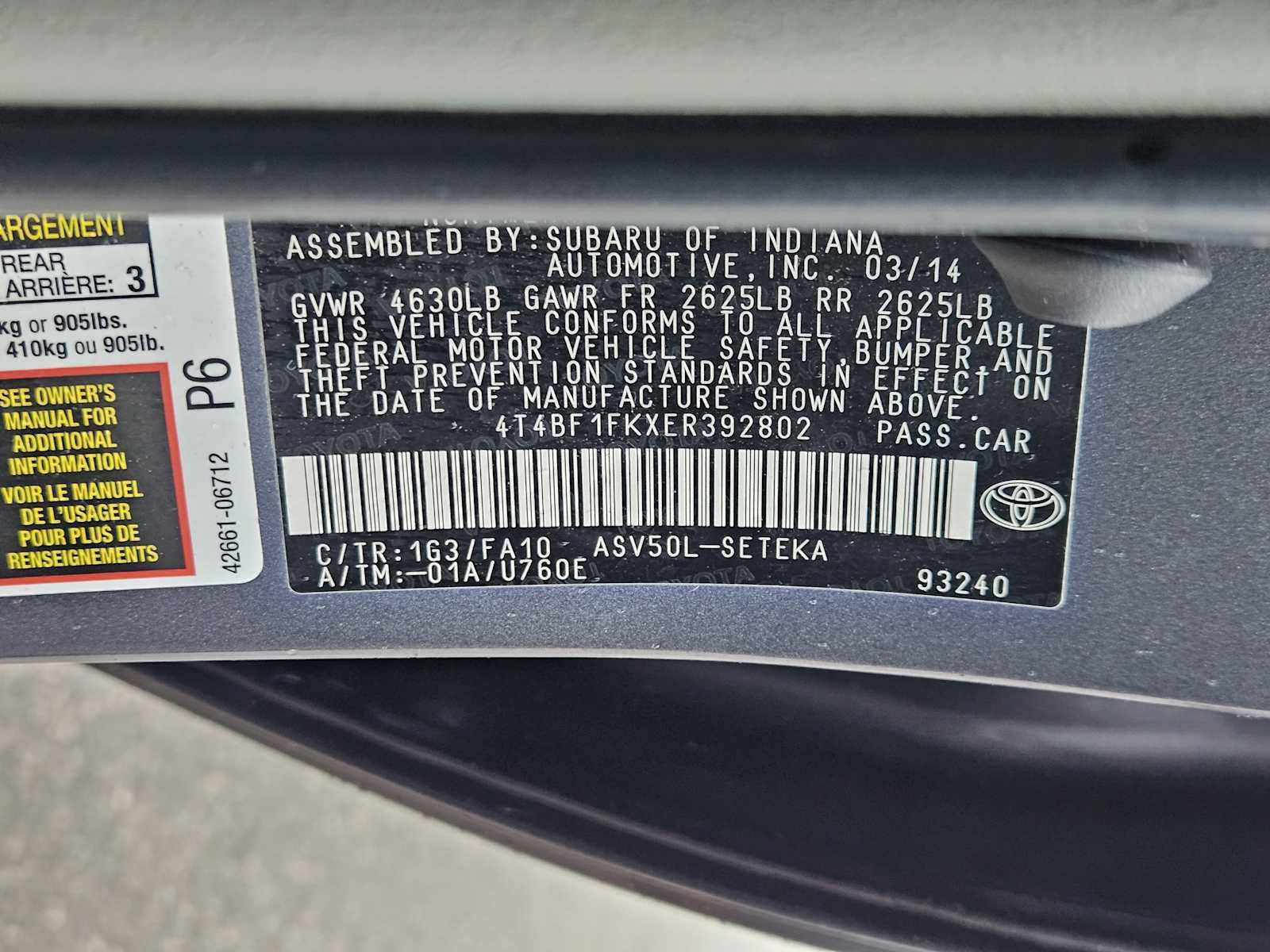Used 2014 Toyota Camry L FWD image 29