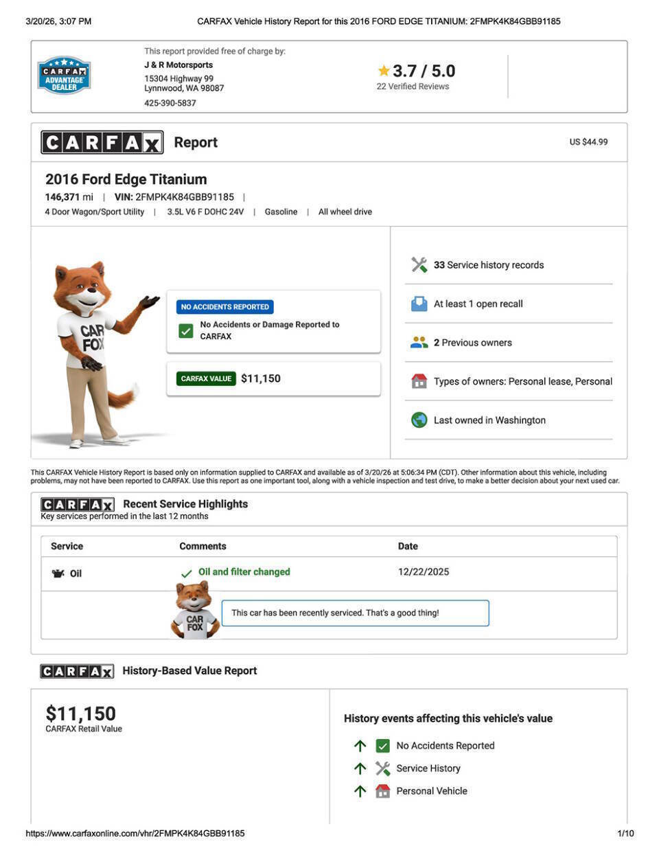 Used 2016 Ford Edge Titanium w/ Equipment Group 302A image 30