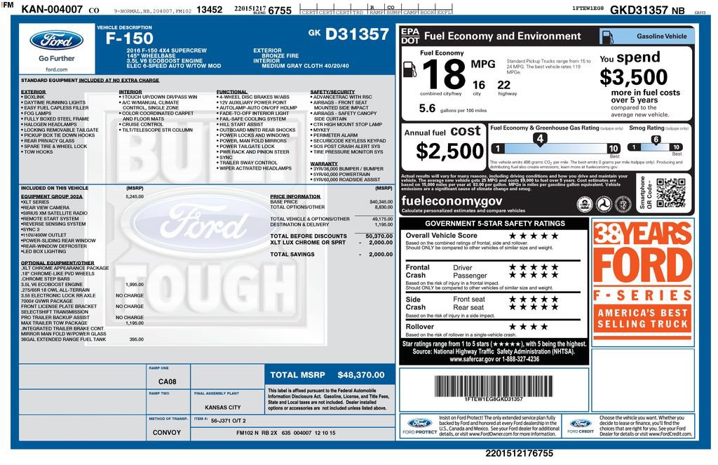 Used 2016 Ford F150 XLT w/ Equipment Group 302A Luxury AWD/4WD image 32