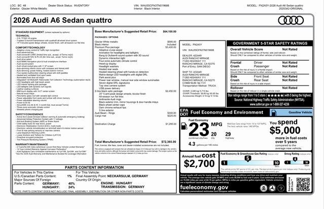 New 2026 Audi A6 Premium Plus AWD/4WD image 31