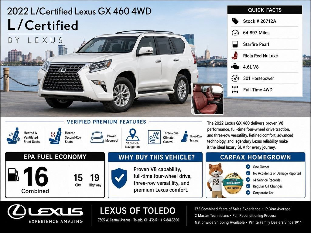 Certified 2022 Lexus GX 460 Premium w/ Premium Package AWD/4WD image 3
