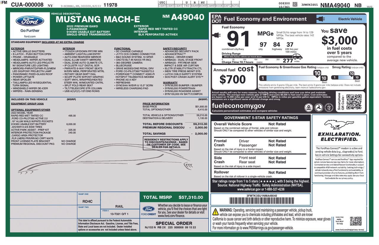 Certified 2022 Ford Mustang Mach-E Premium AWD/4WD image 47