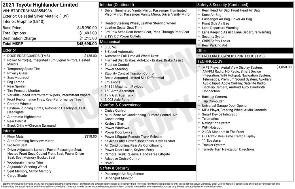 Certified 2021 Toyota Highlander Limited AWD/4WD image 32