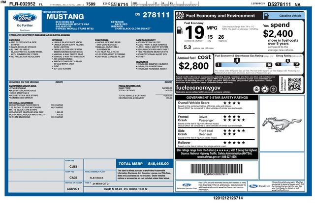 Used 2013 Ford Mustang Boss 302 w/ Boss 302 Accessory Pkg RWD image 3