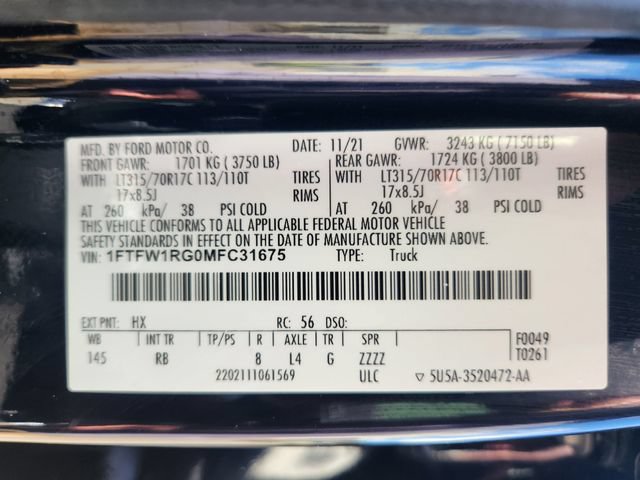 Certified 2021 Ford F150 Raptor w/ Equipment Group 801A High AWD/4WD image 27