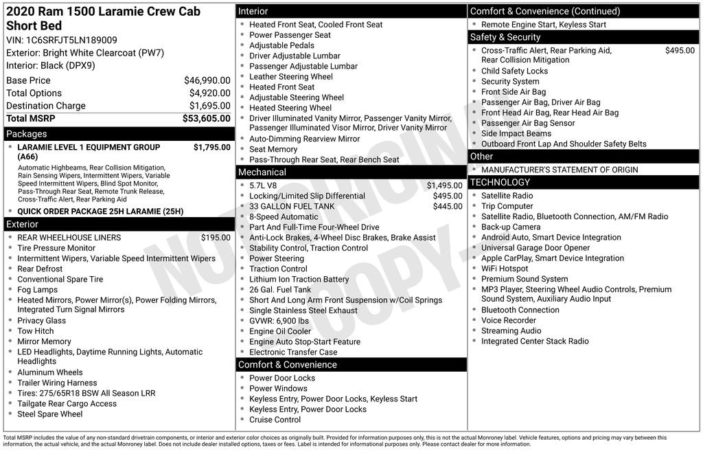 Used 2020 RAM 1500 Laramie AWD/4WD image 2
