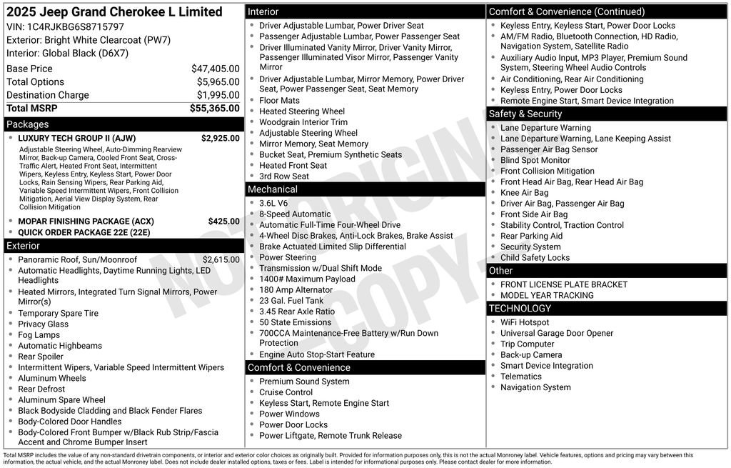 New 2025 Jeep Grand Cherokee L Limited w/ Luxury Tech Group II image 5