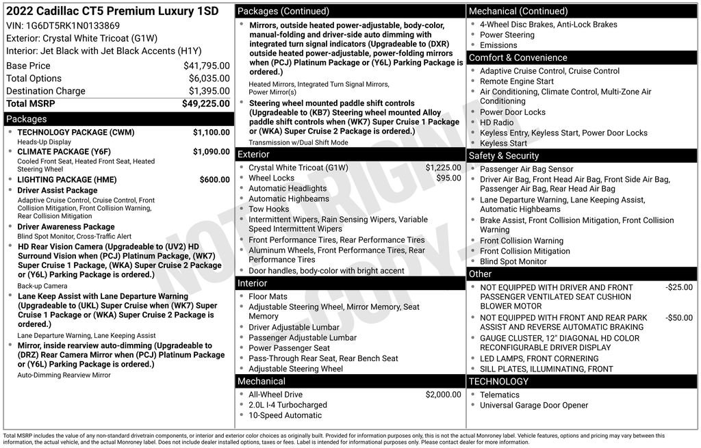 Used 2022 Cadillac CT5 Premium Luxury w/ Technology Package image 33