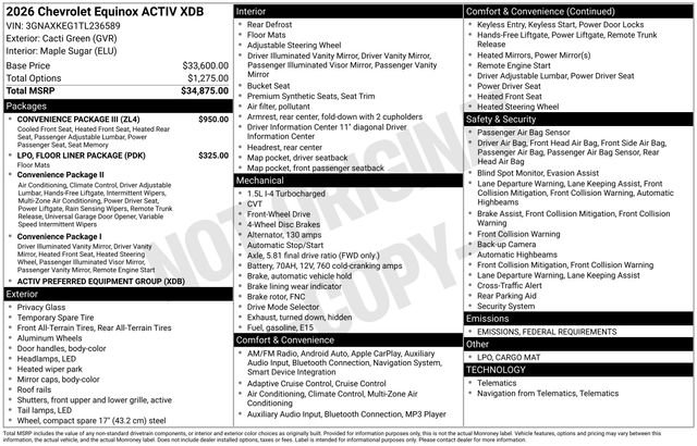 New 2026 Chevrolet Equinox ACTIV w/ Convenience Package III image 34