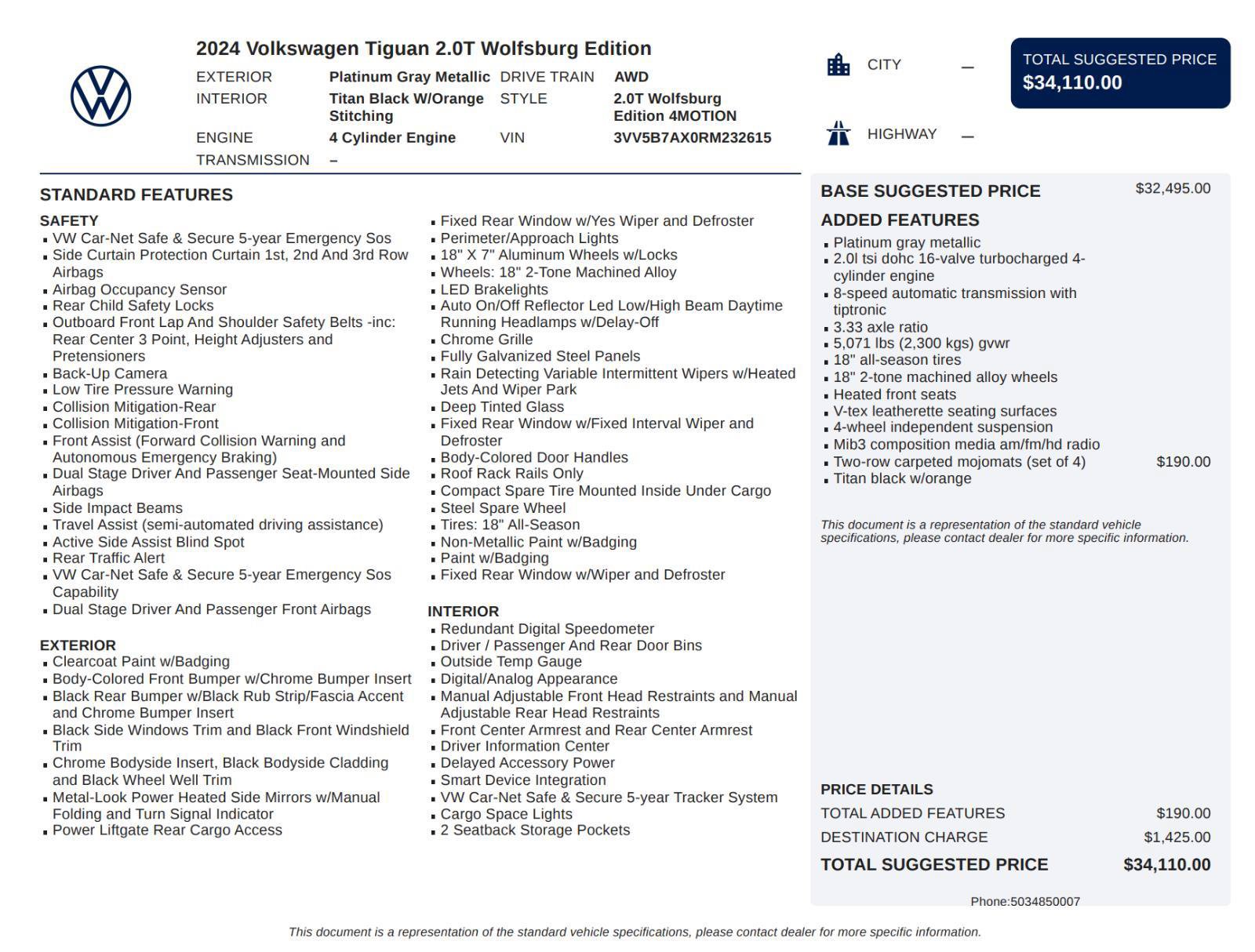 Used 2024 Volkswagen Tiguan Wolfsburg Edition AWD/4WD image 4