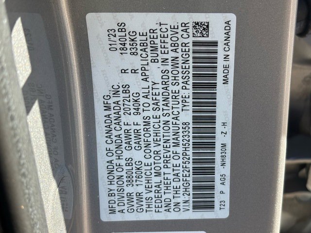 Certified 2023 Honda Civic Sport image 23