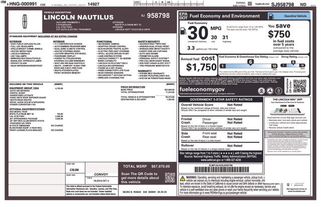 New 2025 Lincoln Nautilus Premier w/ Equipment Group 102A AWD/4WD image 26