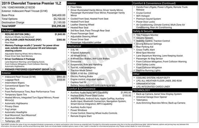 Used 2019 Chevrolet Traverse Premier w/ Redline Edition AWD/4WD image 5