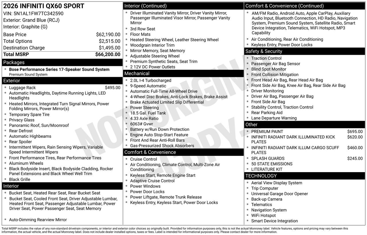 Certified 2026 INFINITI QX60 Sport AWD/4WD image 35