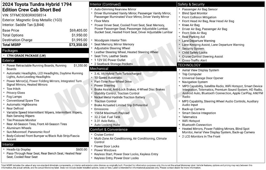 Used 2024 Toyota Tundra 1794 Edition AWD/4WD image 2