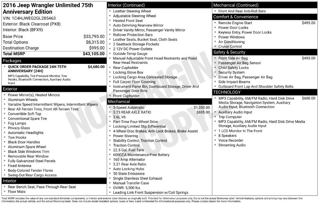 Certified 2016 Jeep Wrangler Unlimited Sahara AWD/4WD image 37