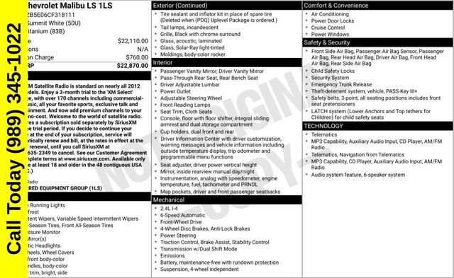 Used 2012 Chevrolet Malibu LS FWD image 2