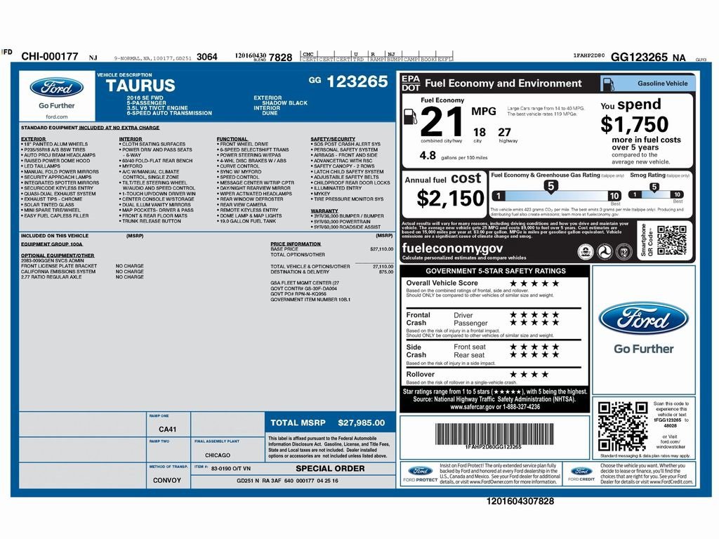 Used 2016 Ford Taurus SE image 2