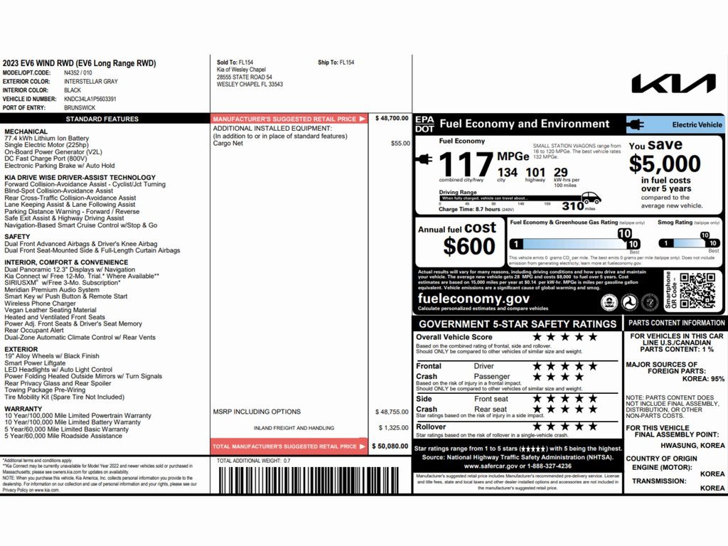 Used 2023 Kia EV6 Wind image 2