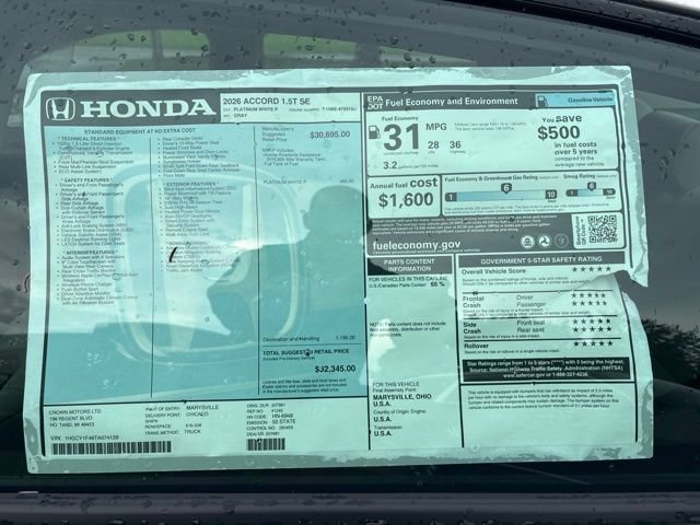 New 2026 Honda Accord SE image 6