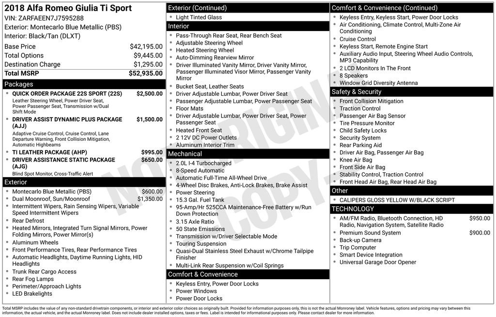 Used 2018 Alfa Romeo Giulia Ti Sport w/ Quick Order Package 22S Sport image 2