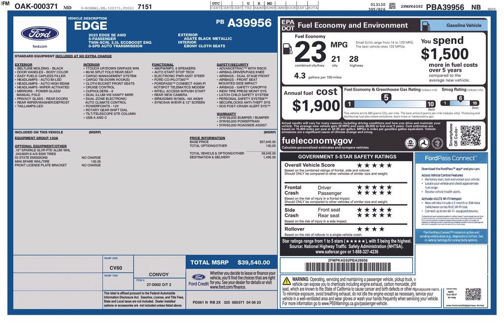 Used 2023 Ford Edge SE AWD/4WD image 16