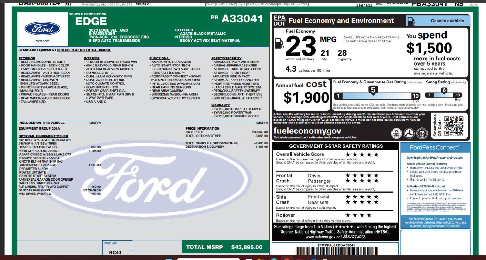 Certified 2023 Ford Edge SEL w/ Convenience Package AWD/4WD image 4