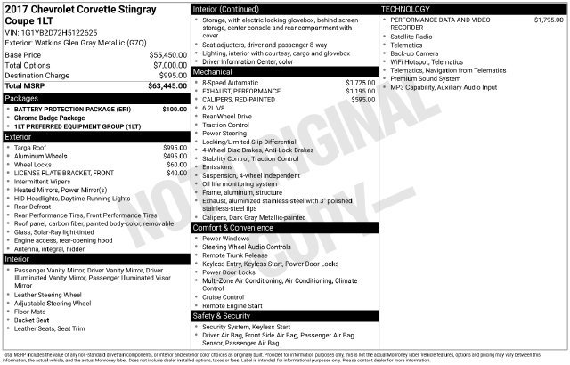 Certified 2017 Chevrolet Corvette Stingray Coupe w/ Battery Protection Package RWD image 24