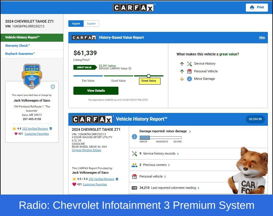 Used 2024 Chevrolet Tahoe Z71 w/ Z71 Off-Road Package image 11