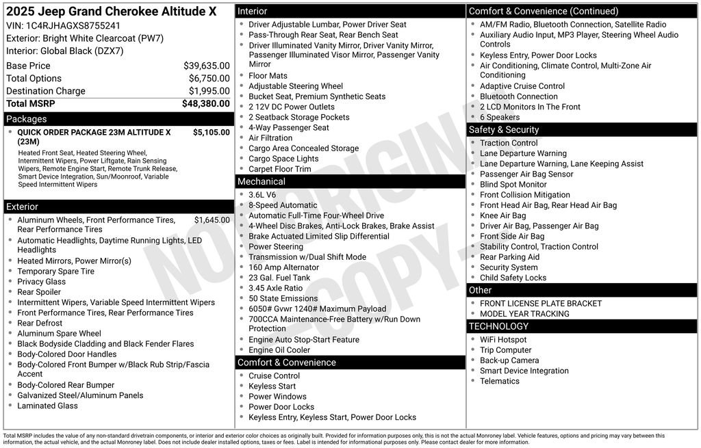 New 2025 Jeep Grand Cherokee Altitude AWD/4WD image 30