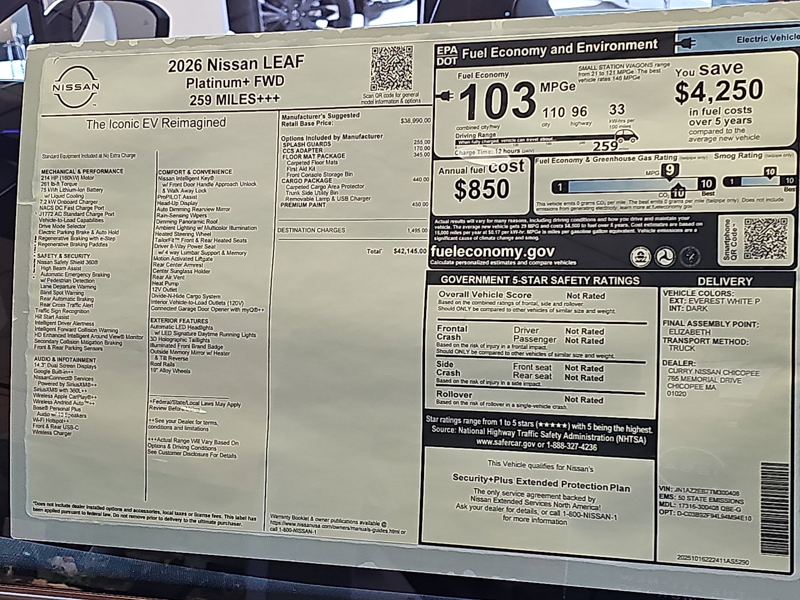 New 2026 Nissan Leaf Platinum+ w/ Cargo Package (Platinum+) image 22